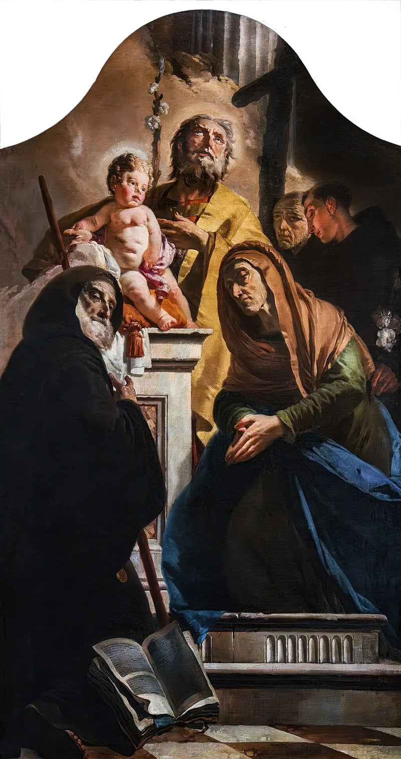 Saint Joseph ve Çocuk İsa ile Aziz François de Paule, Anne, Antoine ve Pierre d'Alcántara - Giovanni Battista Tiepolo