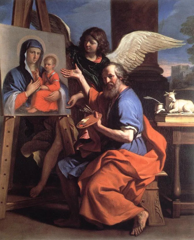 Saint Luc Bir Meryem Tablosu Gösteren - Guercino