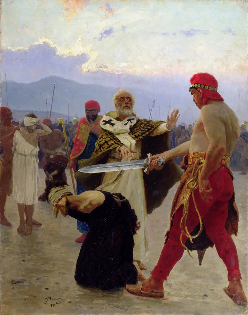Myra'daki Aziz Nikola, üç masumu ölüme karşı kurtarıyor - Ilya Repin