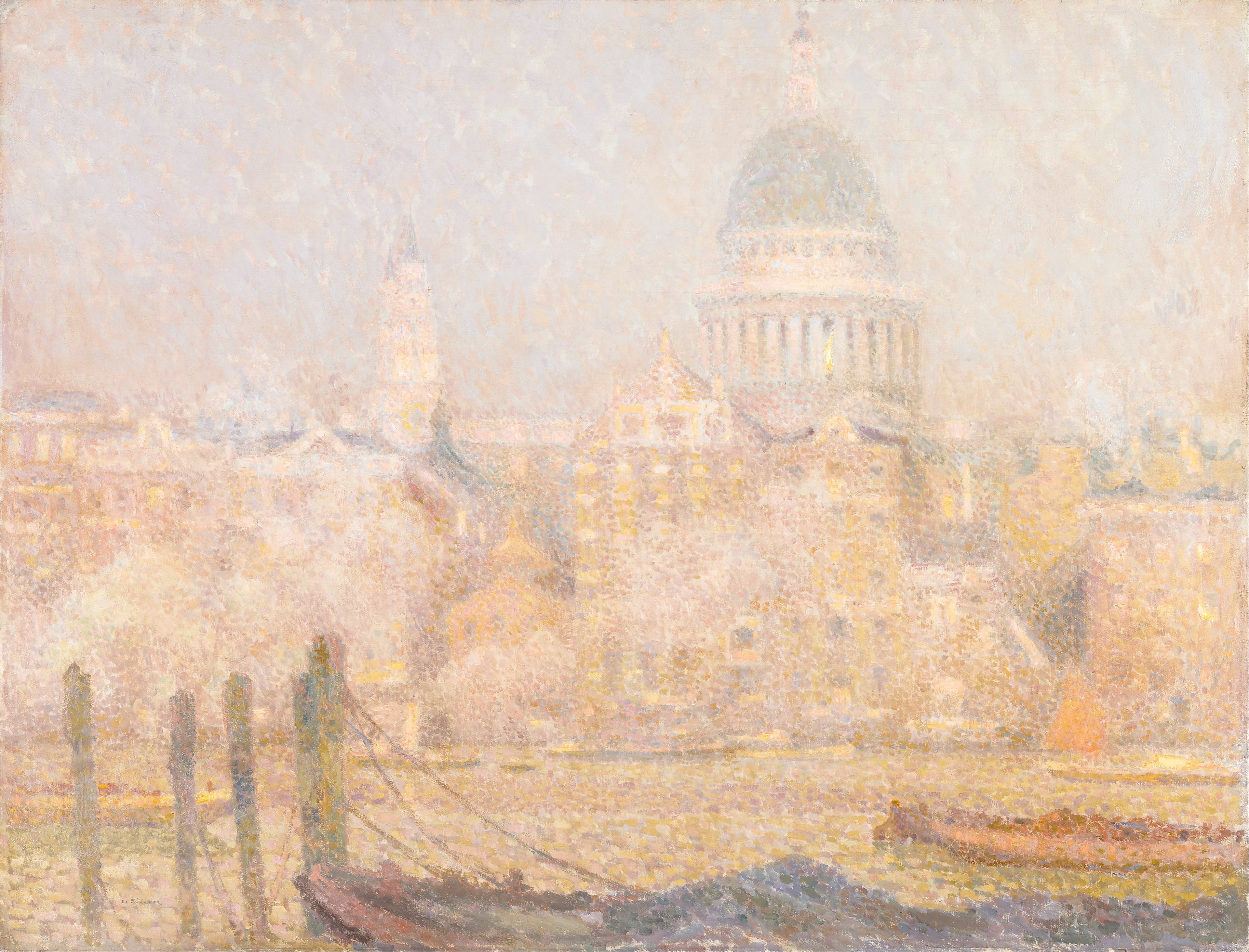 Saint-Paul vue du fleuve - Soleil matinal en hiver - Henri Le Sidaner