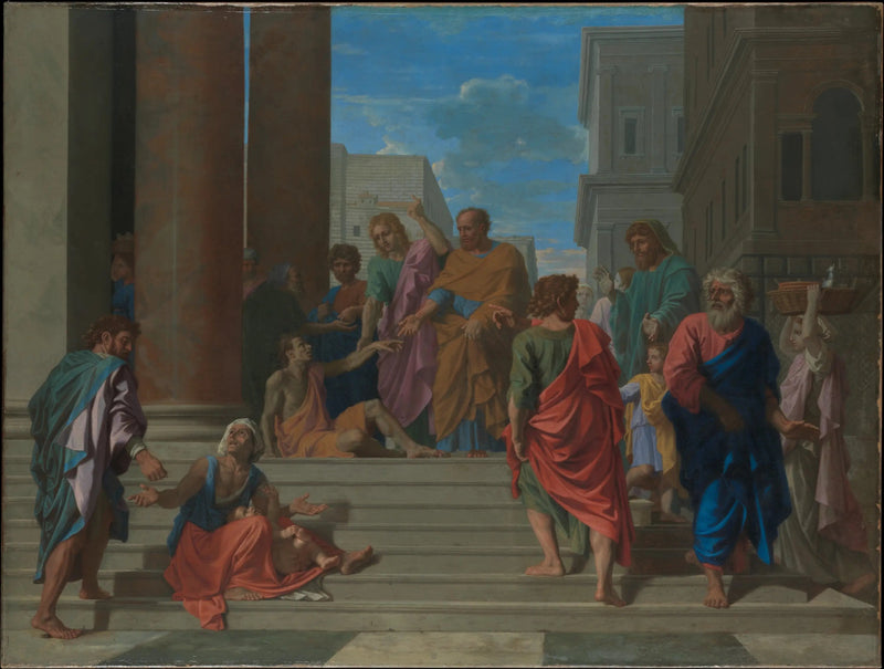 Aziz Petrus ve Aziz Yuhanna Topalını İyileştirirken - Nicolas Poussin