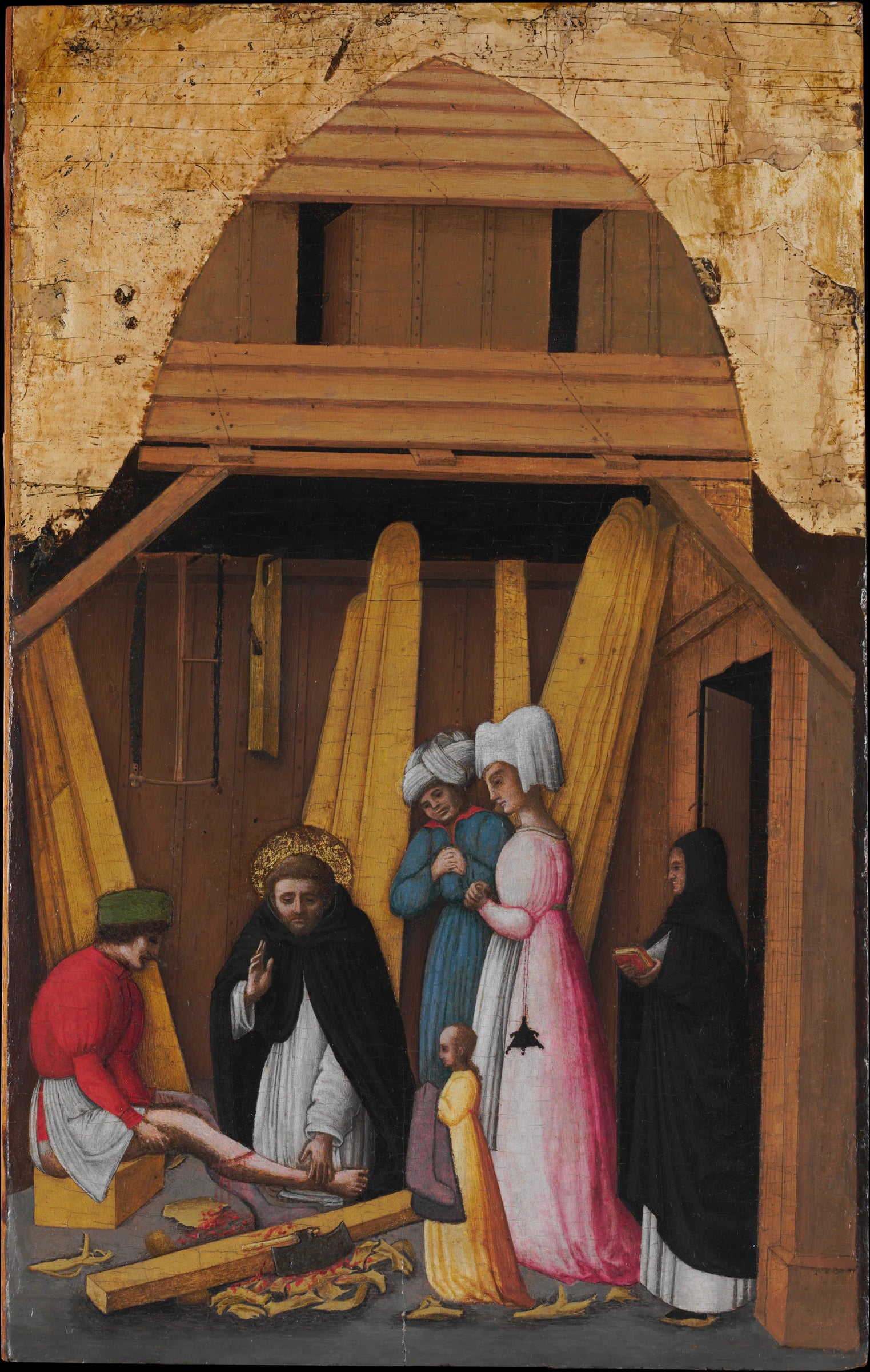Saint Pierre Martyr guérissant la jambe d'un jeune homme - Antonio Vivarini
