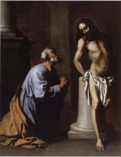 Aziz Petrus Çarmıha Geriliş Önünde İsa ve Sütun - Francisco de Zurbarán