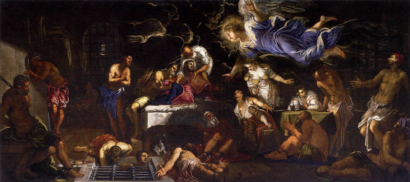 Saint Roch Hapiste Bir Melek Tarafından Ziyaret Edilen - Jacopo Tintoretto