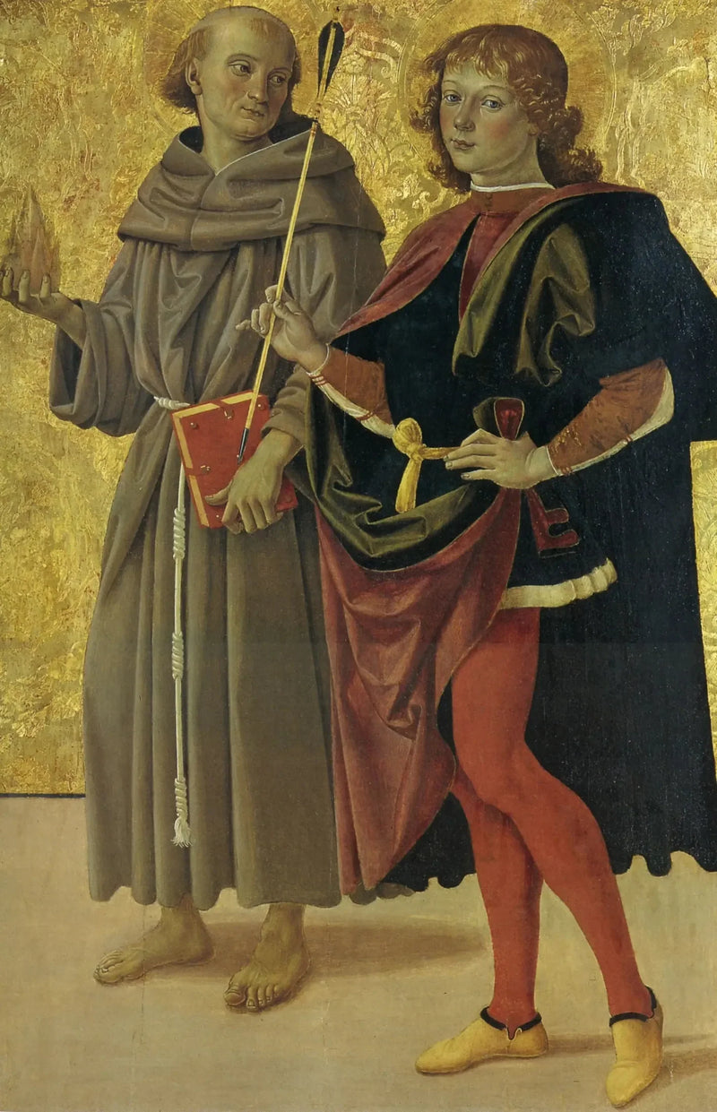 Saint Sebastian ve bir Fransisken aziz - Pietro Perugino