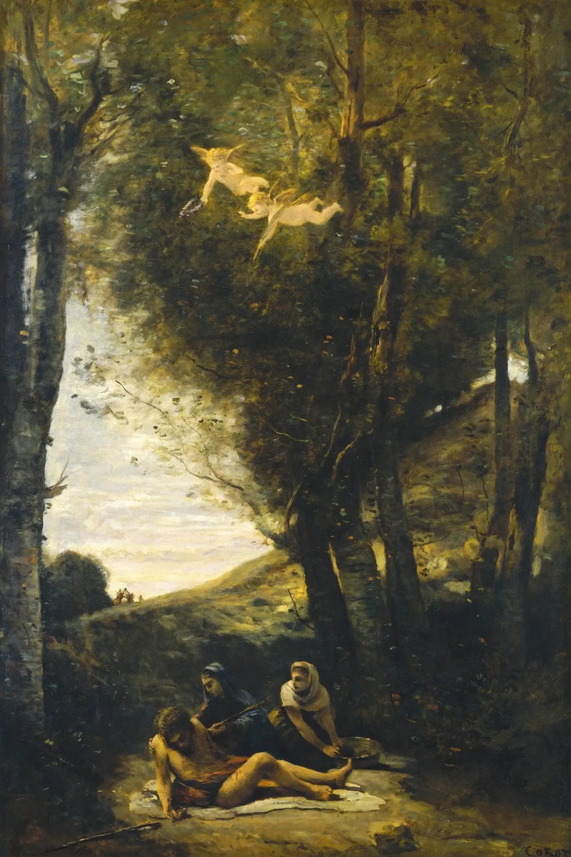Azize Kadınlar tarafından kurtarılan Saint-Sébastien - Jean-Baptiste Camille Corot