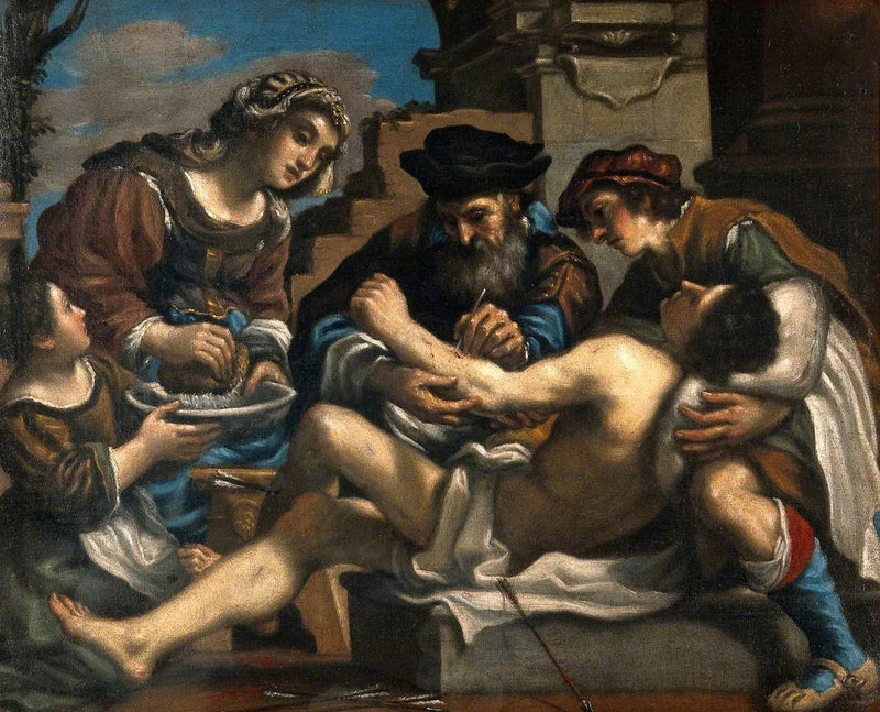 Guercino - Bir cerrah ve diğerleri tarafından kurtarılan Aziz Sebastian