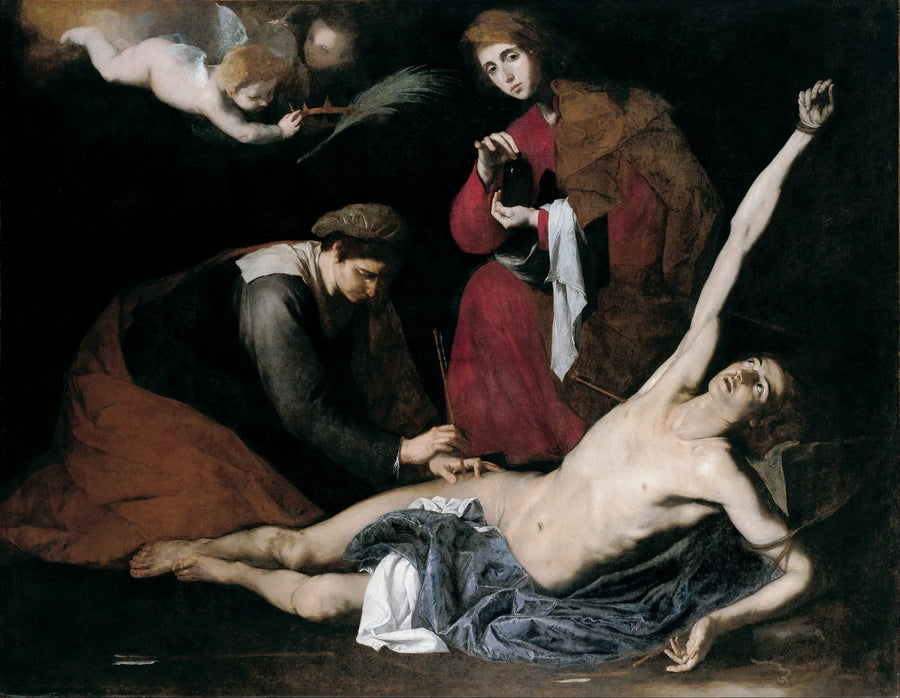 Azize kadınlar tarafından tedavi edilen Aziz Sebastian - Jusepe de Ribera