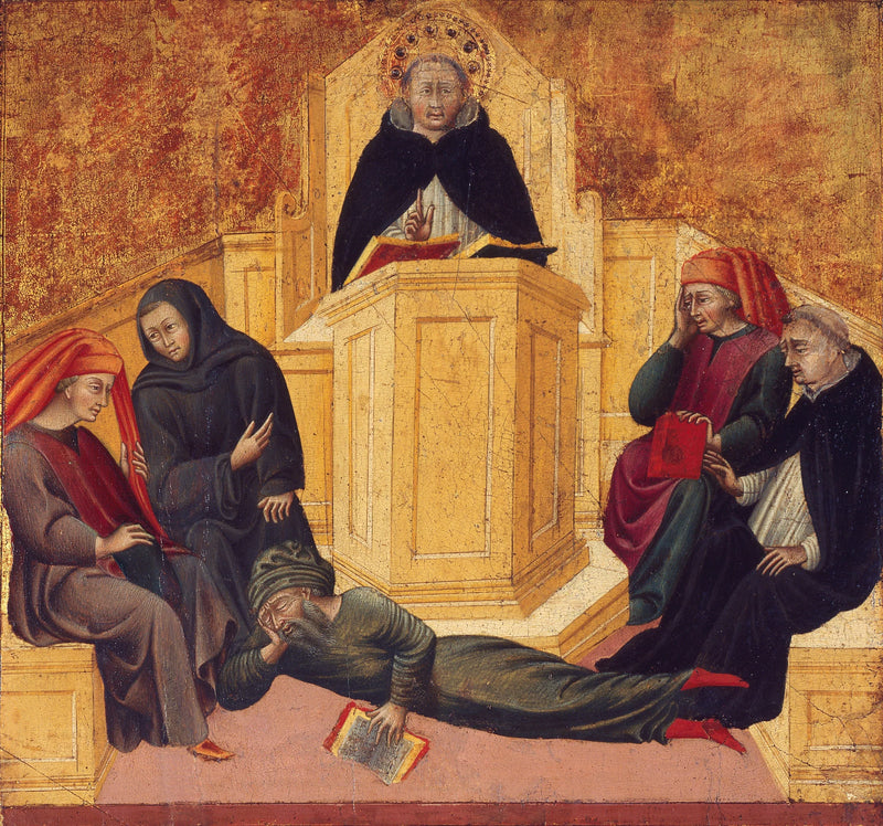 Saint Thomas d'Aquin Averroès'u Şaşırtıyor - Giovanni di Paolo