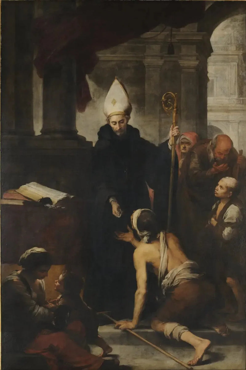 Saint Thomas de Villanueva fakirlere sadaka verirken - Bartolomé Esteban Murillo