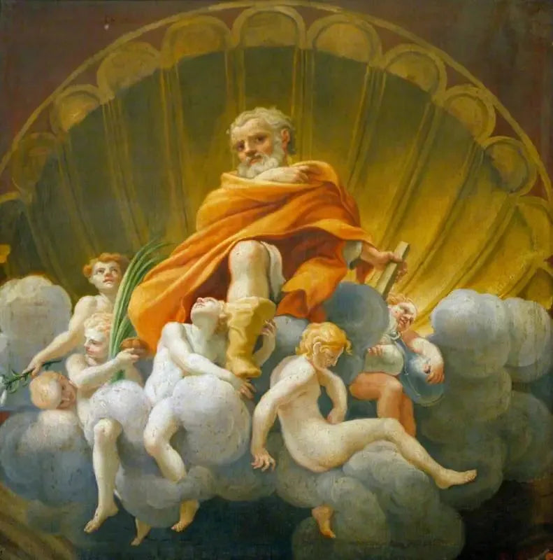 Saint Thomas Meleklerle Çevrili (Parma Katedrali Kubbesi Fresk Kopyası) - Antonio da Correggio