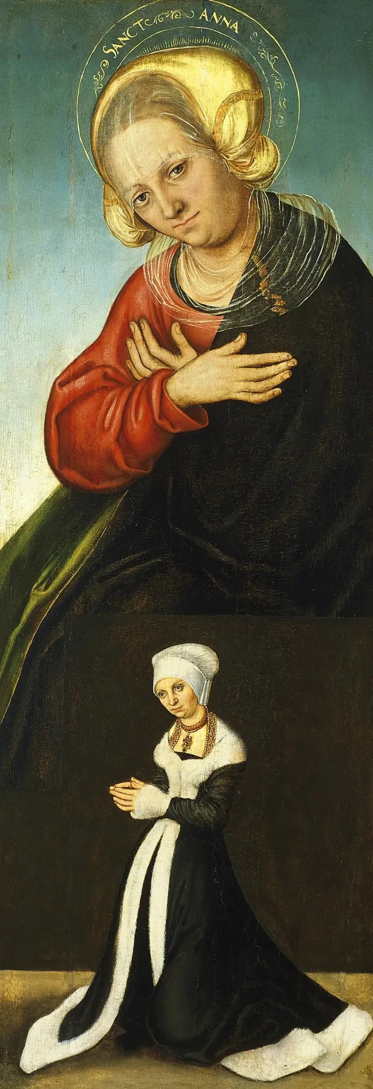 Sainte Anne ve bağışçı olarak Düşes Barbara Saxe (sağ iç aile) - Lucas Cranach the Elder
