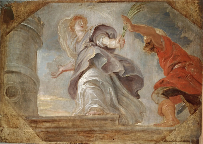 Sainte Barbe babasından kaçarken - Peter Paul Rubens