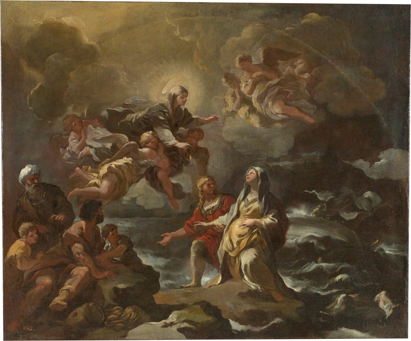 Meryem Ana tarafından bir gemi kazasından kurtarılan Saint Brigitte - Luca Giordano