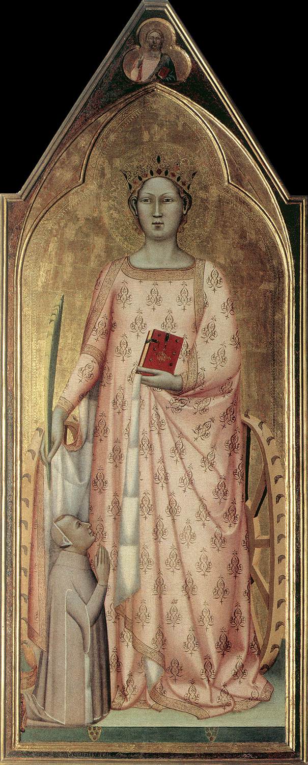 Alexandria Saint Catherine, bağışçı ve İsa'nın kutsaması ile - Bernardo Daddi