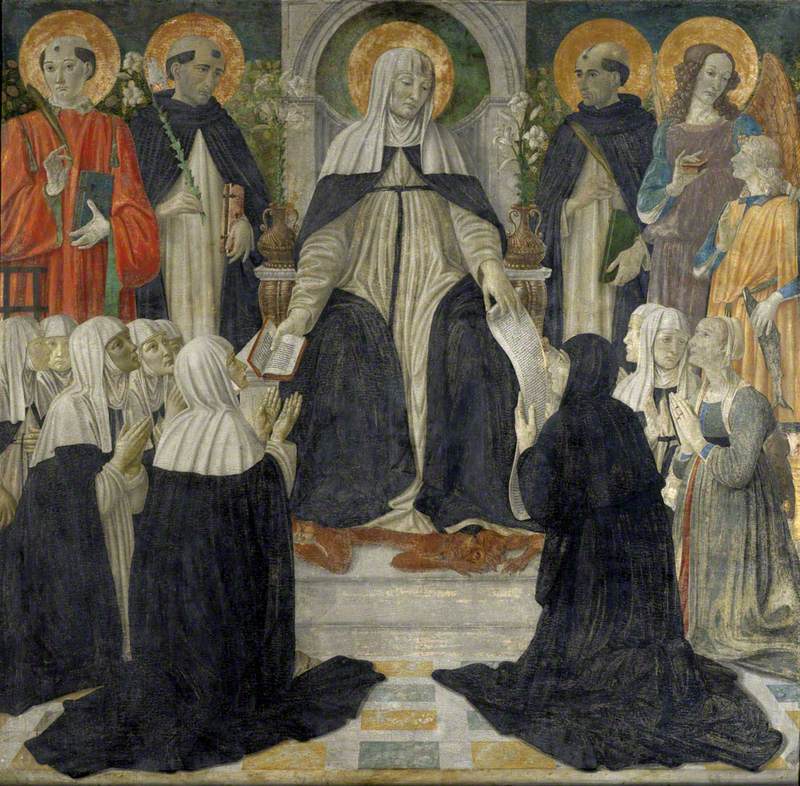 Saint Catherine de Sienne, Saint Dominique'nin ikinci ve üçüncü tarikatlarının ruhani annesi olarak - Cosimo Rosselli