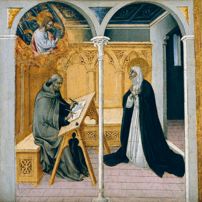 Sainte Catherine de Sienne Diyaloglarını Yazdırırken - Giovanni di Paolo