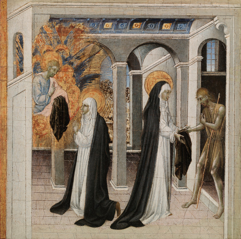 Sainte Catherine de Sienne ve Dilenci - Giovanni di Paolo