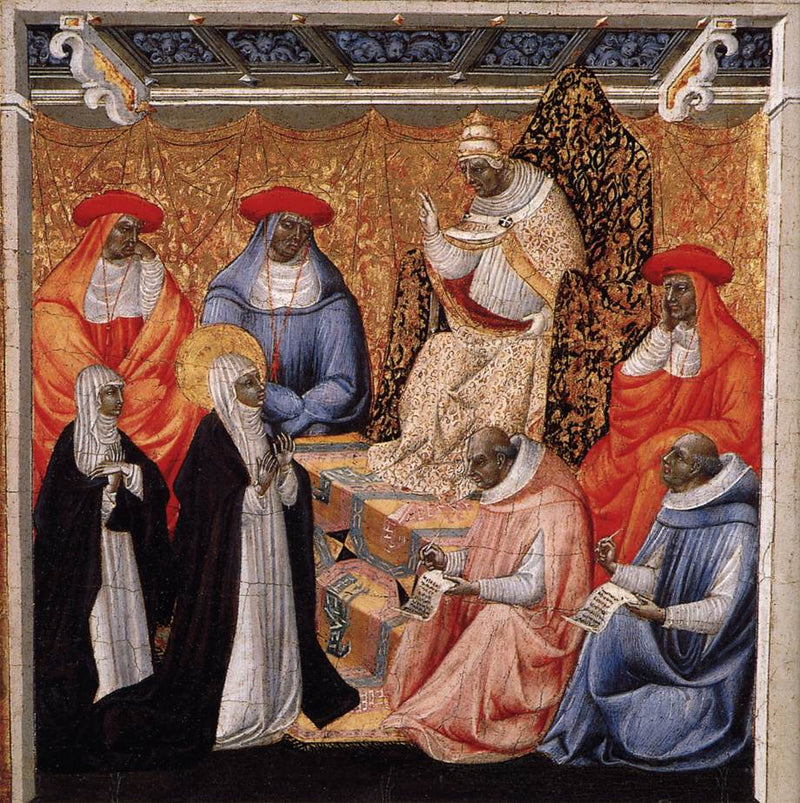 Avignon'da Papa'ya Önünde Sainte Catherine - Giovanni di Paolo