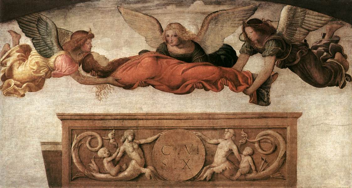 Sainte Catherine portée en terre par des anges - Bernardino Luini