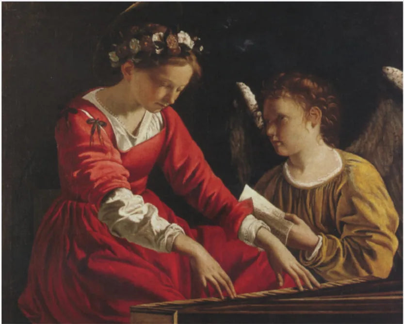 Sainte Cécile ve bir melek, filografi çalan - Orazio Gentileschi