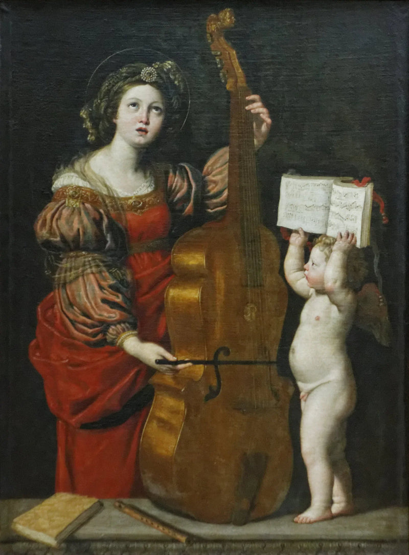 Sainte Cécile ve bir melek kiracı bir müzik parçası - Domenichino