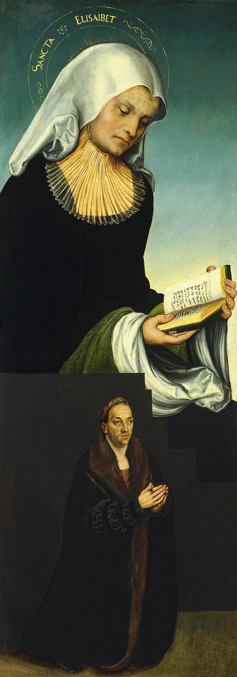 Sainte Elisabeth, bağışçı olarak Dük Georges Saxe ile (sol iç aile) - Lucas Cranach the Elder