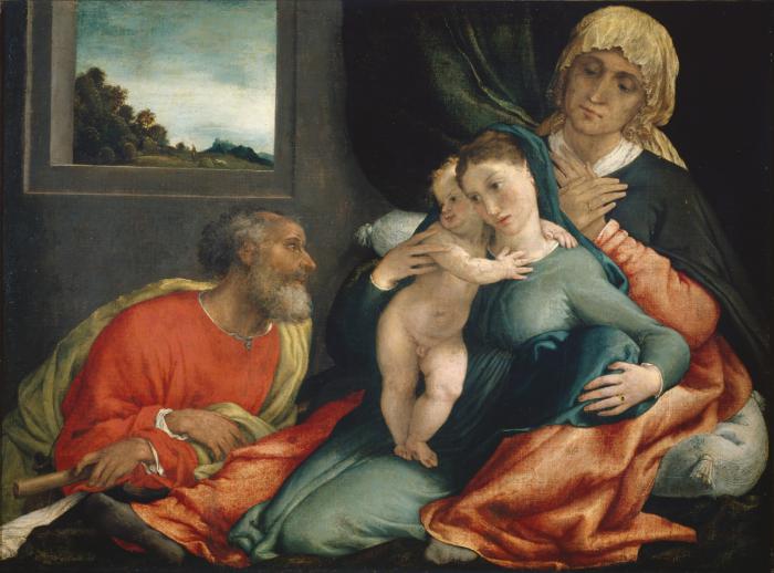 Aziz Aile ve Azizler Anne ve Joachim ile - Lorenzo Lotto