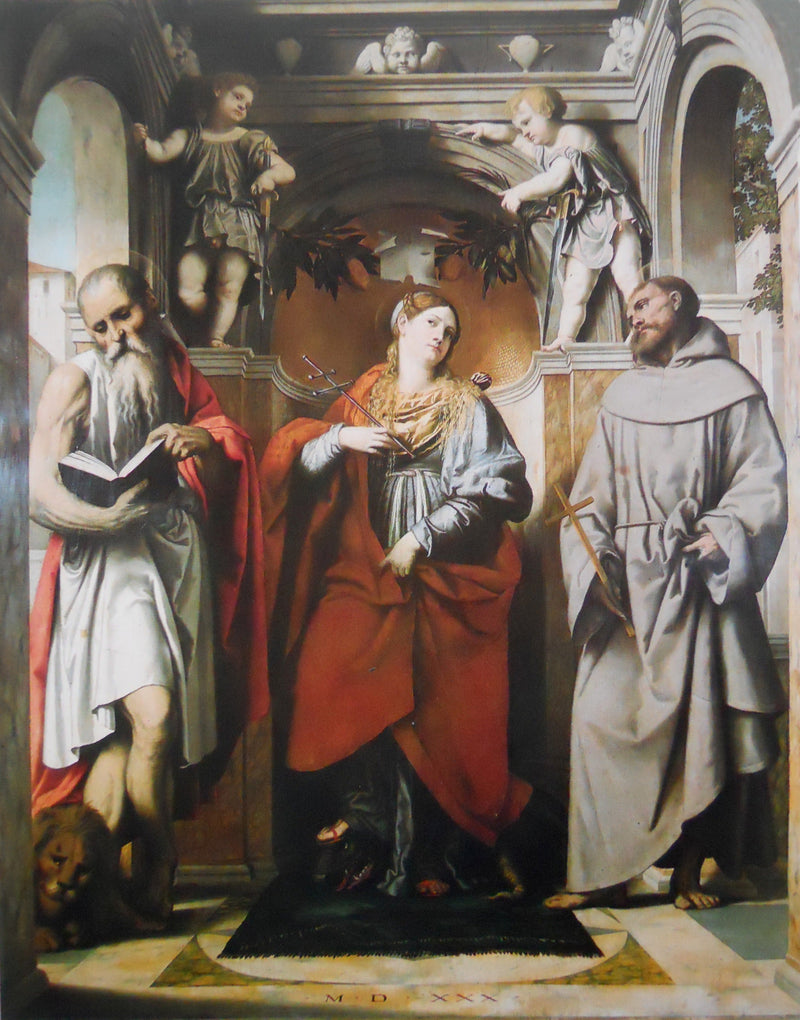 Antioche Saint Marguerite ve Aziz Jerome ve François ile - Alessandro Bonvicino