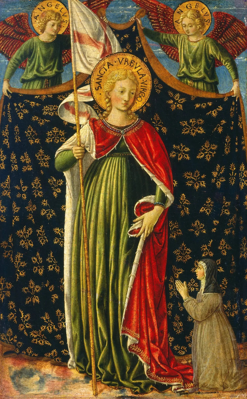 Sainte Ursule ve İki Melek ile Bir Bağışçı - Benozzo Gozzoli
