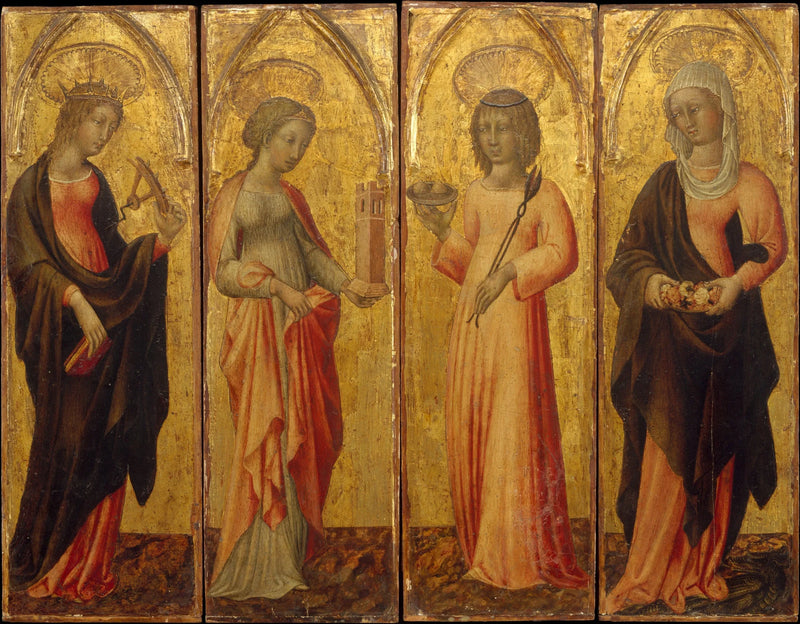Alexandria Saint Catherine, Sakal, Agatha ve Marguerite - Giovanni di Paolo
