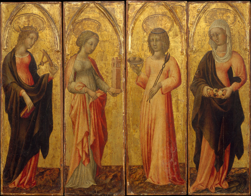 Alexandria Saint Catherine, Sakal, Agatha ve Marguerite - Giovanni di Paolo