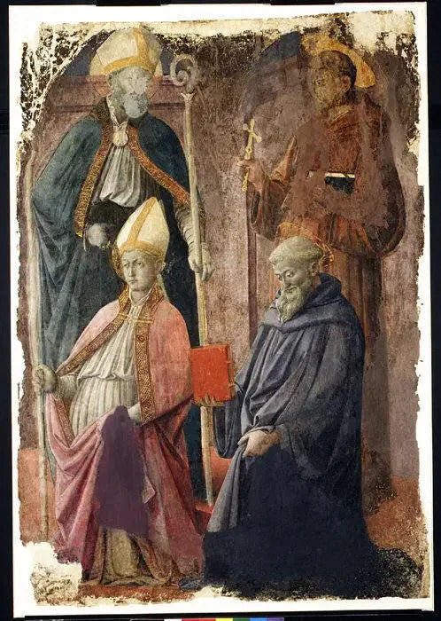 Aziz Augustine ve Francis, bir Piskopos Aziz ve Aziz Benedict - Fra Filippo Lippi
