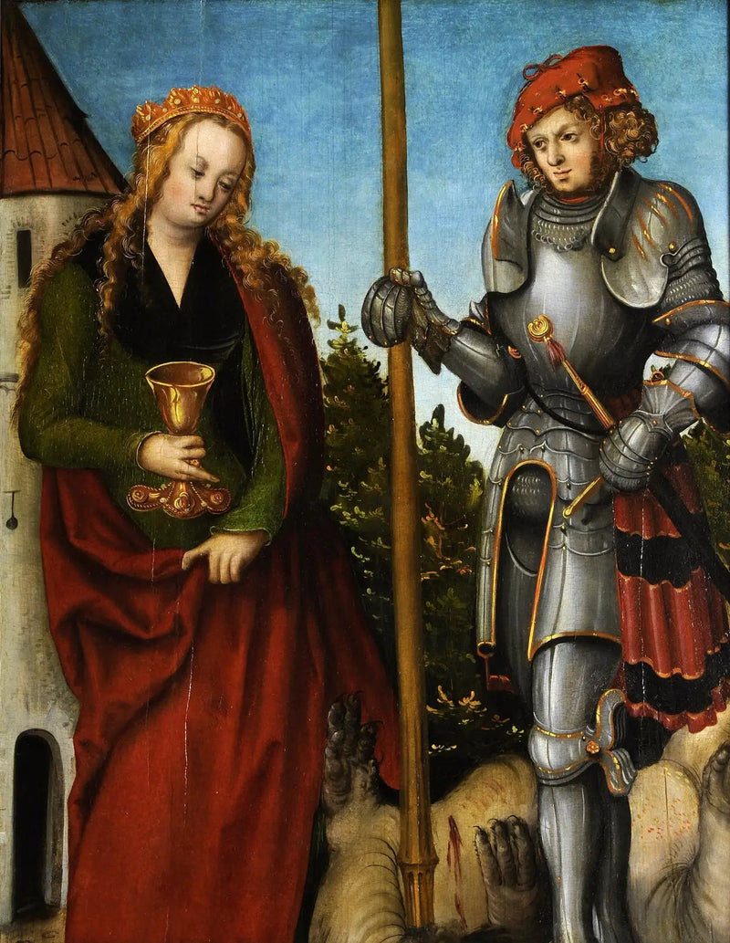 Azizler Georges ve Barbara - Lucas Cranach the Elder