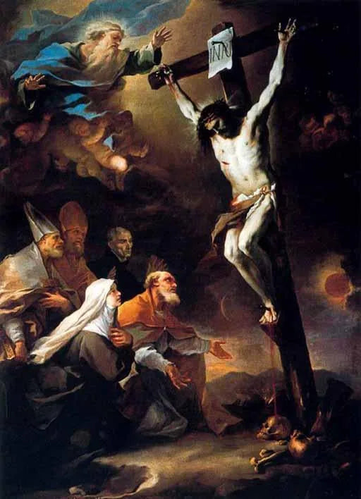 Napoli'nin Aziz Koruyucuları İsa Çarmıhını Taparken - Luca Giordano