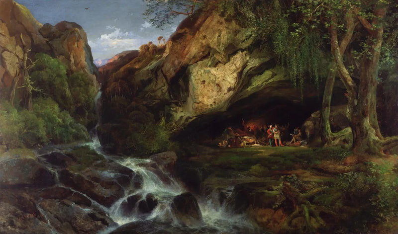 Salvator Rosa Banditleri Çizerken - Thomas Moran
