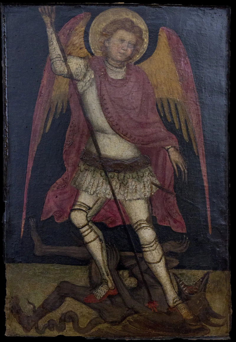 San Michele Arcangelo Satana ile savaşırken - Guariento di Arpo