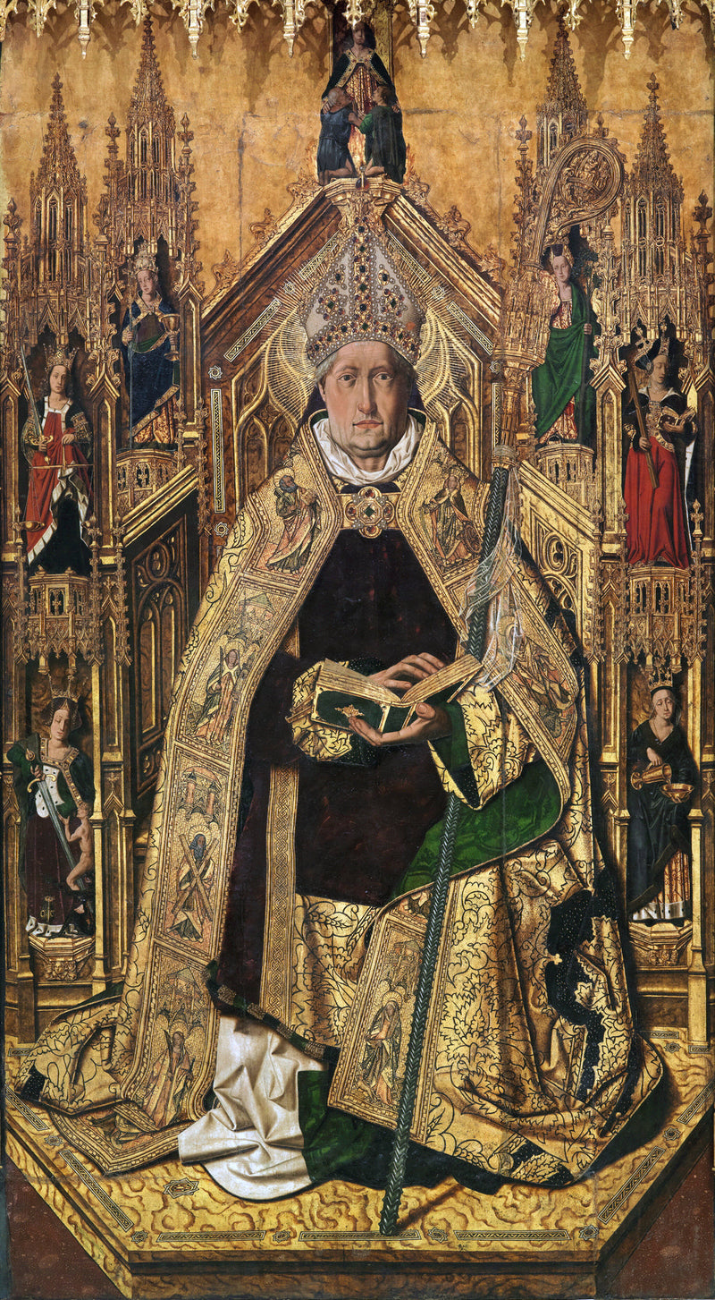 Santo Domingo de Silos piskopos olarak taç giyerken, Bartolomé Bermejo (Prado Müzesi) - Bartolomé Bermejo