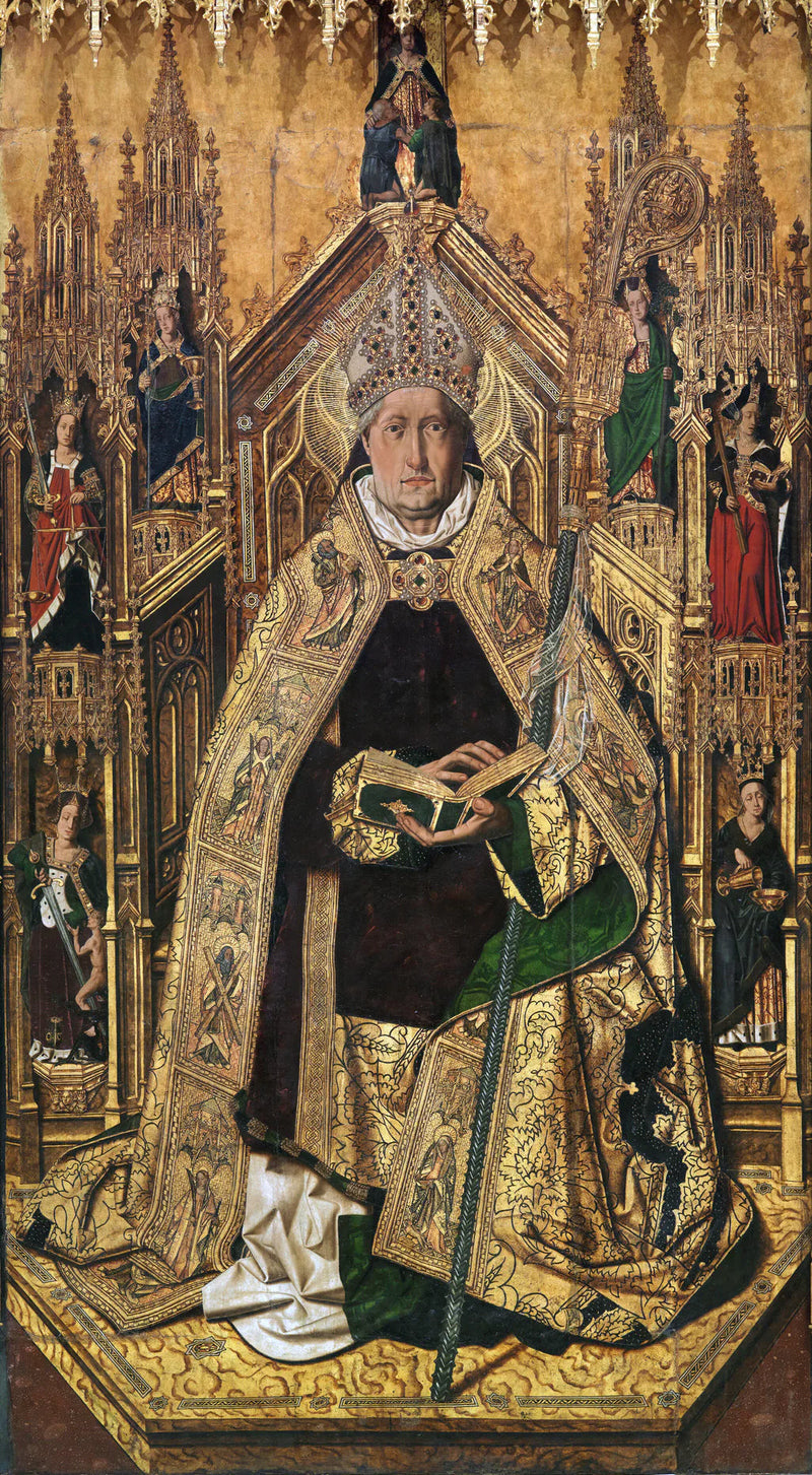 Santo Domingo de Silos piskopos olarak taç giyerken, Bartolomé Bermejo (Prado Müzesi) - Bartolomé Bermejo