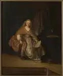 Zengin bir elbise giymiş Saskia, David'in mektubuyla (yalnız) Batşeba olarak - Rembrandt
