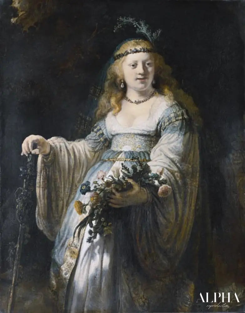 Saskia van Uylenburgh en costume arcadien - Rembrandt van Rijn - Reproductions de tableaux et peintures haut de gamme