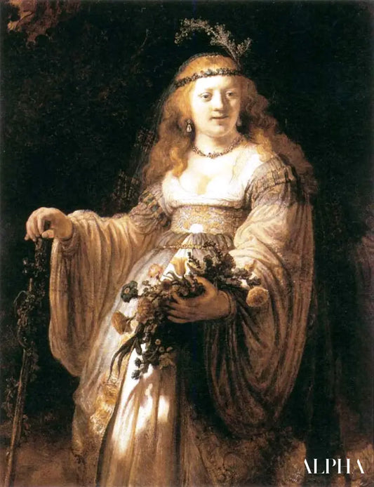 Saskia van Uylenburgh en costume d'Arcadie - Rembrandt van Rijn - Reproductions de tableaux et peintures haut de gamme