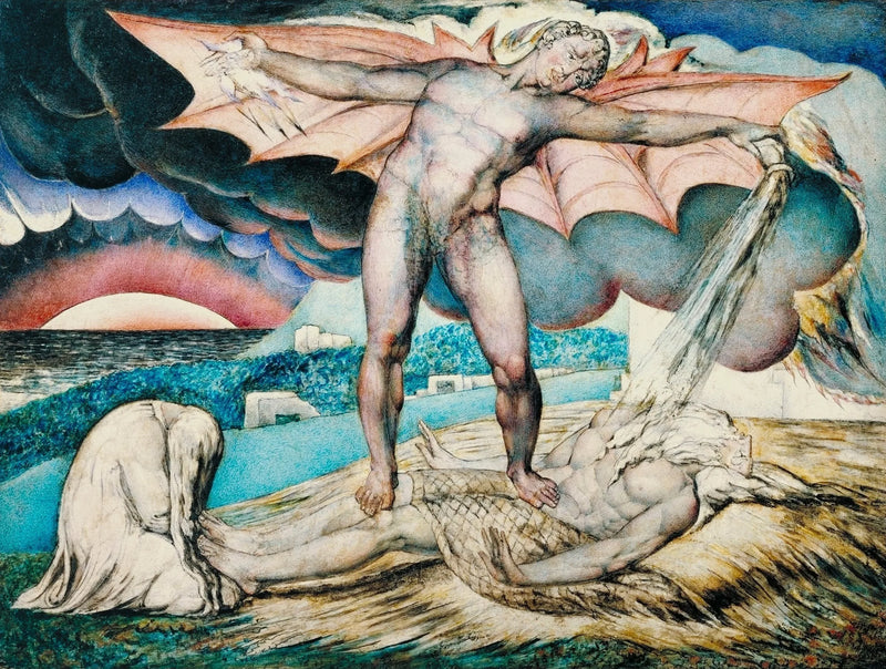 Şeytan, Job'u ağrılı şişlerle cezalandırıyor - William Blake