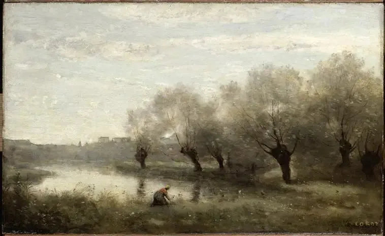 Saulaie, bataklığın ucunda - Jean-Baptiste Camille Corot
