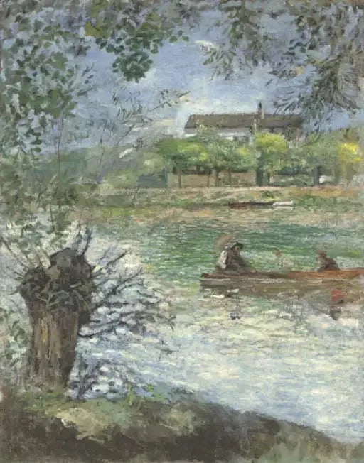 Bir Kayıkta Söğütler ve İnsanlar - Pierre-Auguste Renoir