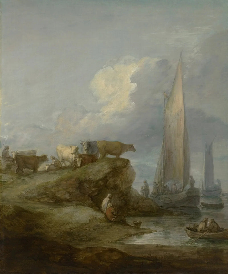 Kıyı Manzarası, Gemiler ve Hayvanlar - Thomas Gainsborough