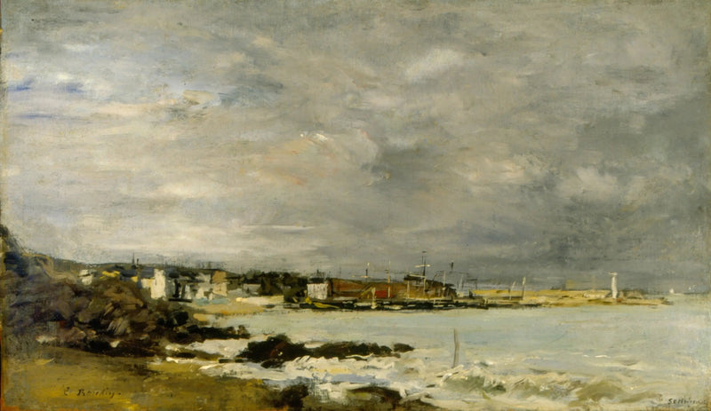 Bir plaj ve resifler manzarası - Eugène Boudin
