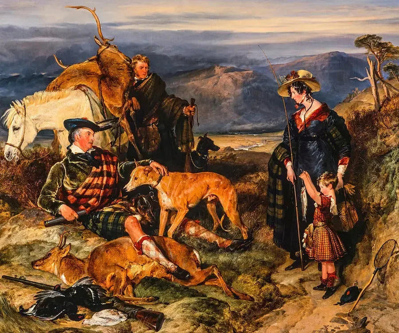 Highlands'ta Sahne, Bedford Düşesi, Gordon Dükü ve Lord Alexander Russell portreleriyle - Edwin Henry Landseer