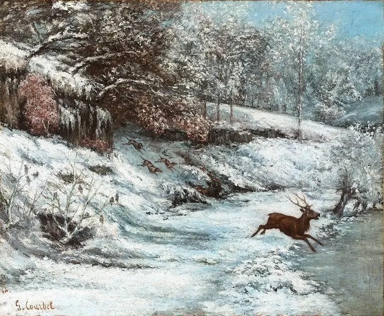 Kar Yağışında Av Sahnesi - Gustave Courbet