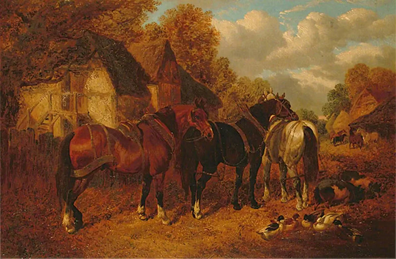 Çiftlik Sahnesi ve Yükleyici Atlar - John Frederick Herring, Sr.